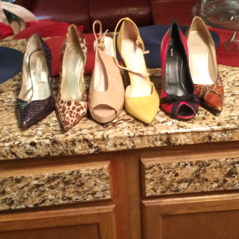 Six pairs of heels, individually priced so please inquire about.